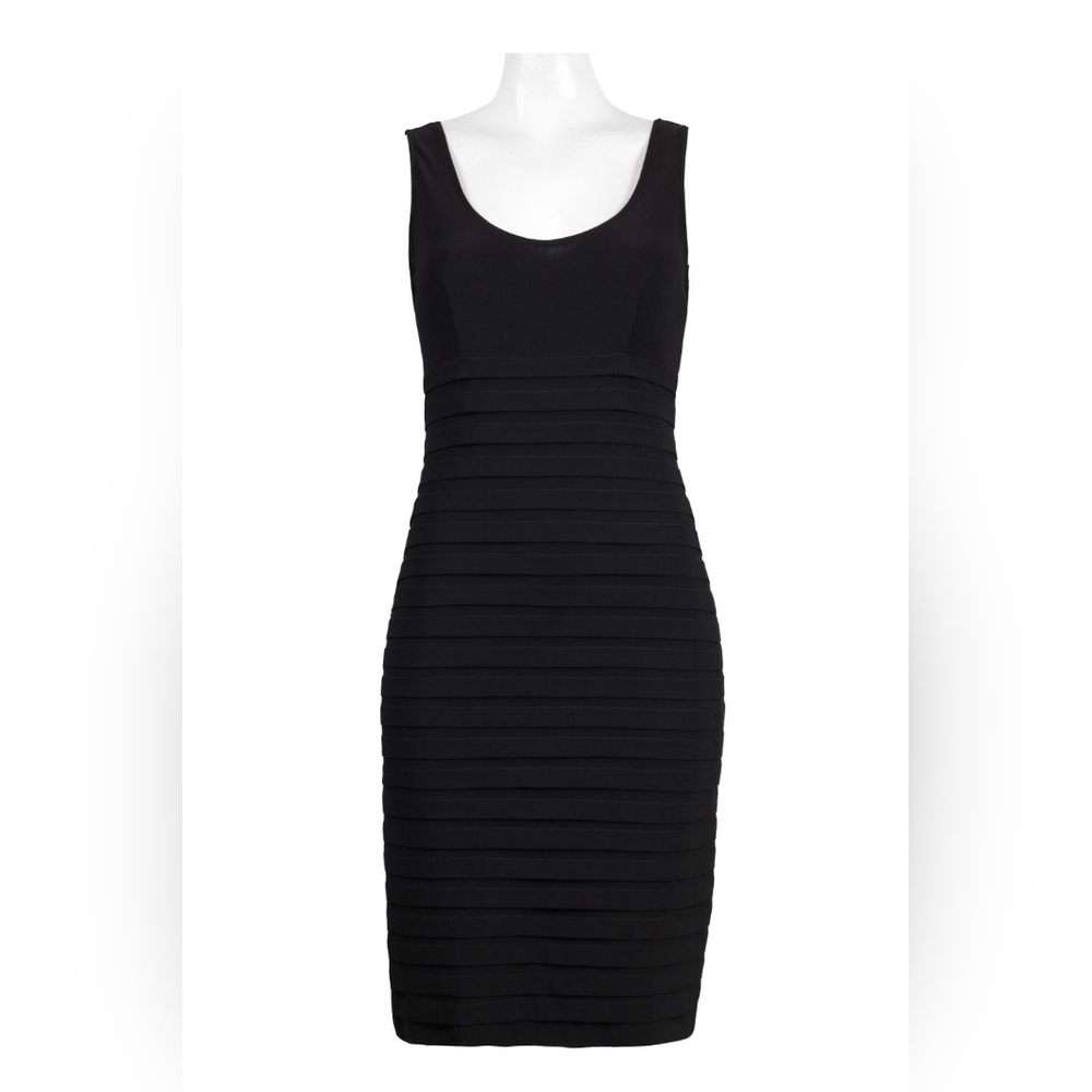 Adrianna Papell Scoop Neck Sleeveless Pleated Solid Jersey Dress[APD15238520]